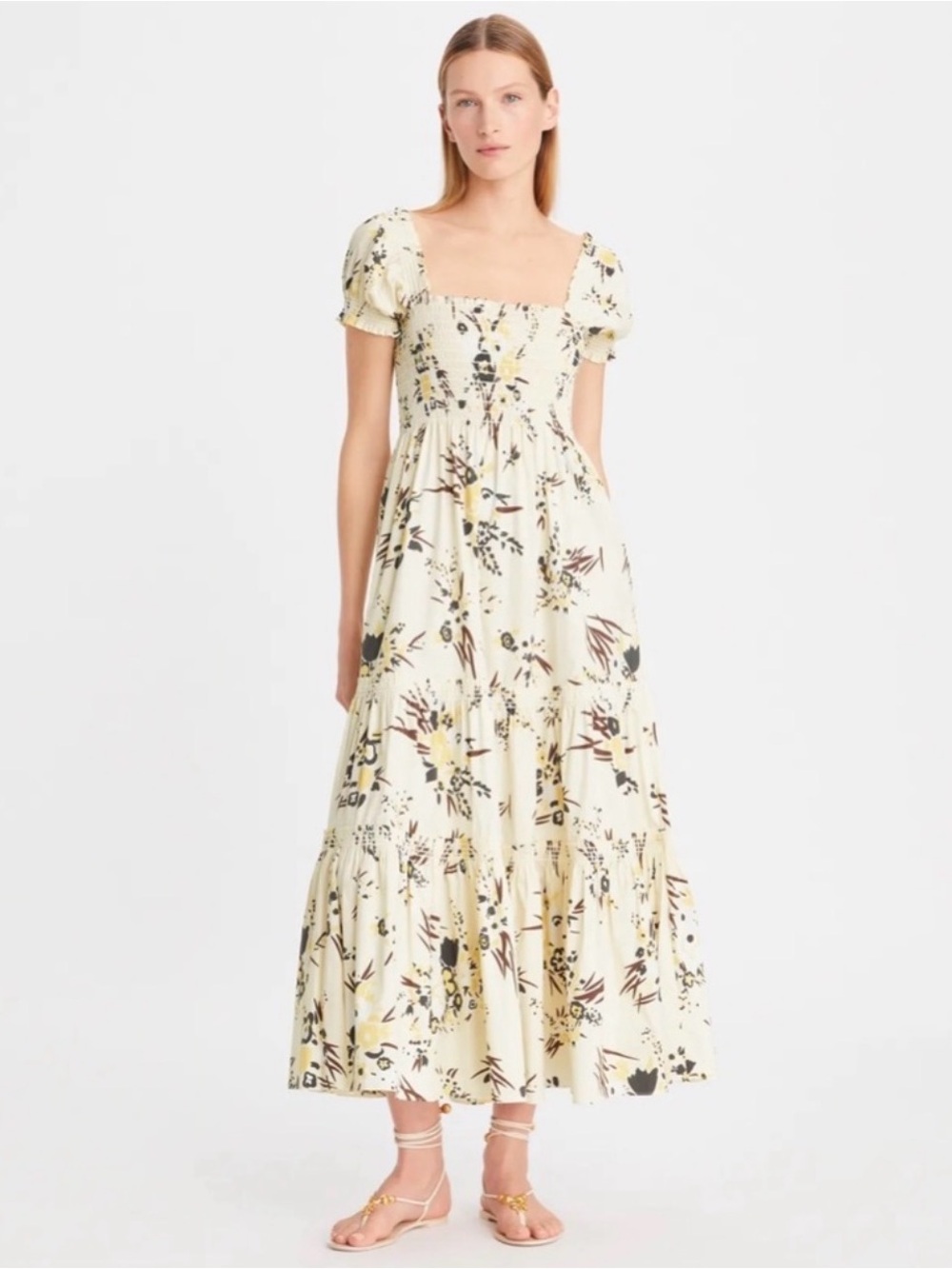 NWOT Tory Burch Floral Print Smocked Dress size Medium